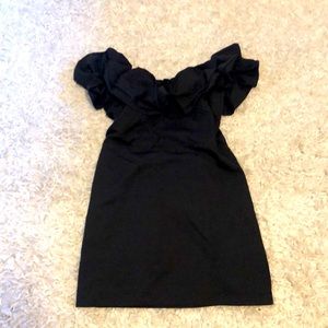 Black off the shoulder mini dress